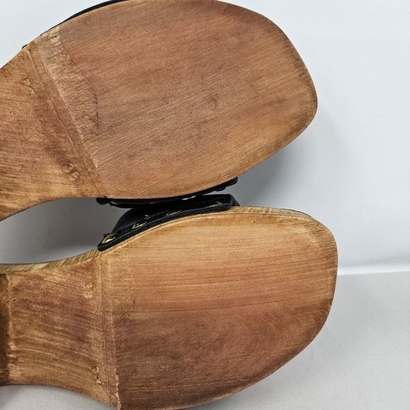 Steve Madden Womens Belong Slip On Thick Black Faux Leather Sandels Sz 39=8.5 - Picture 7 of 12